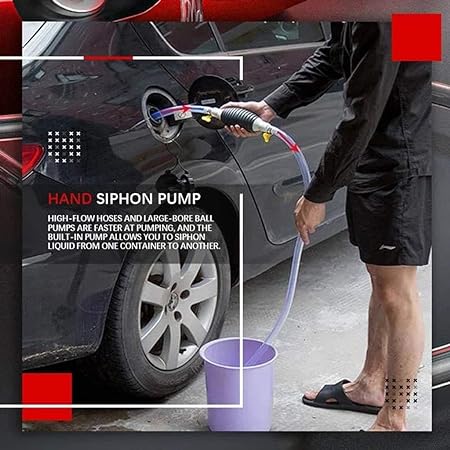 2M Multipurpose Liquid Transfer Pump – Manual Fuel, Oil, and Water Siphon with Hand Pump
