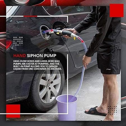 2M Multipurpose Liquid Transfer Pump – Manual Fuel, Oil, and Water Siphon with Hand Pump