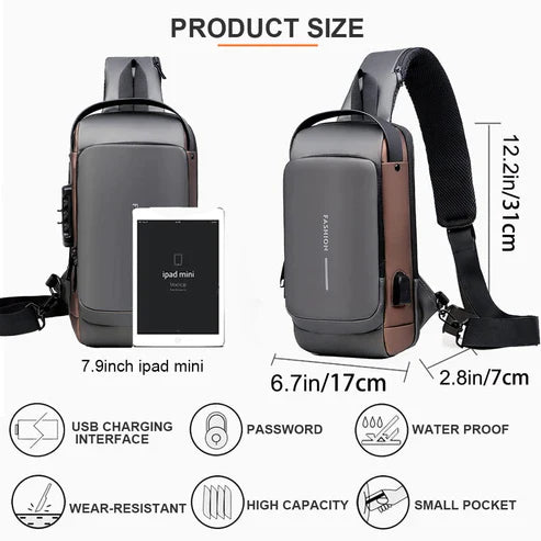 Men’s Anti-Theft Sling Chest Bag – Waterproof & USB Charging